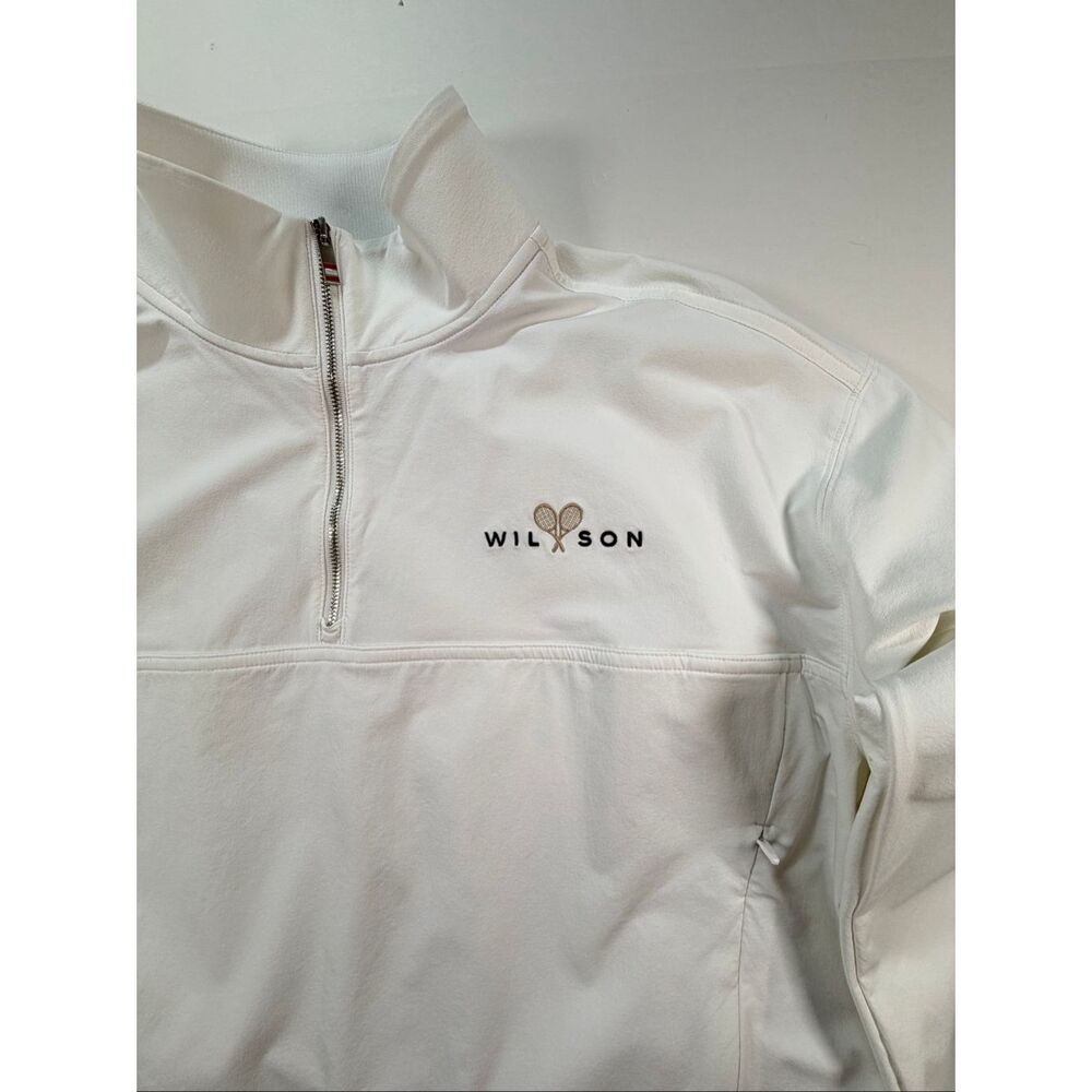 Wilson Davenport Woven Popover White Cropped Quarter Zip Jacket Size Large - Picture 9 of 16